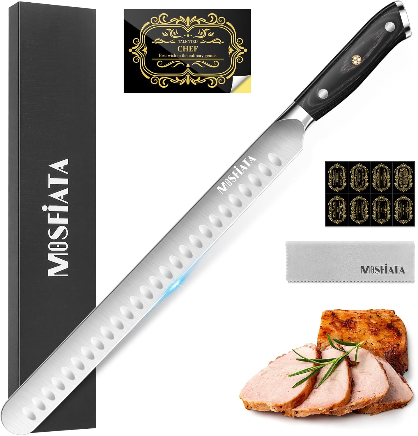 MOSFiATA Slicing Carving Knife,12" Professional Sharp Brisket Knife, High Carbon...