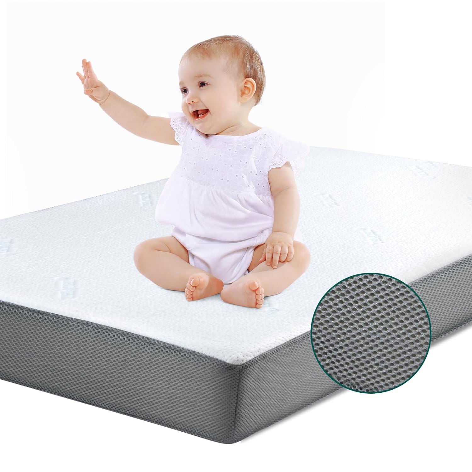 BABELIO Premium Memory Foam Crib Mattresses, 2-Stage, with Waterproof Lining & R...