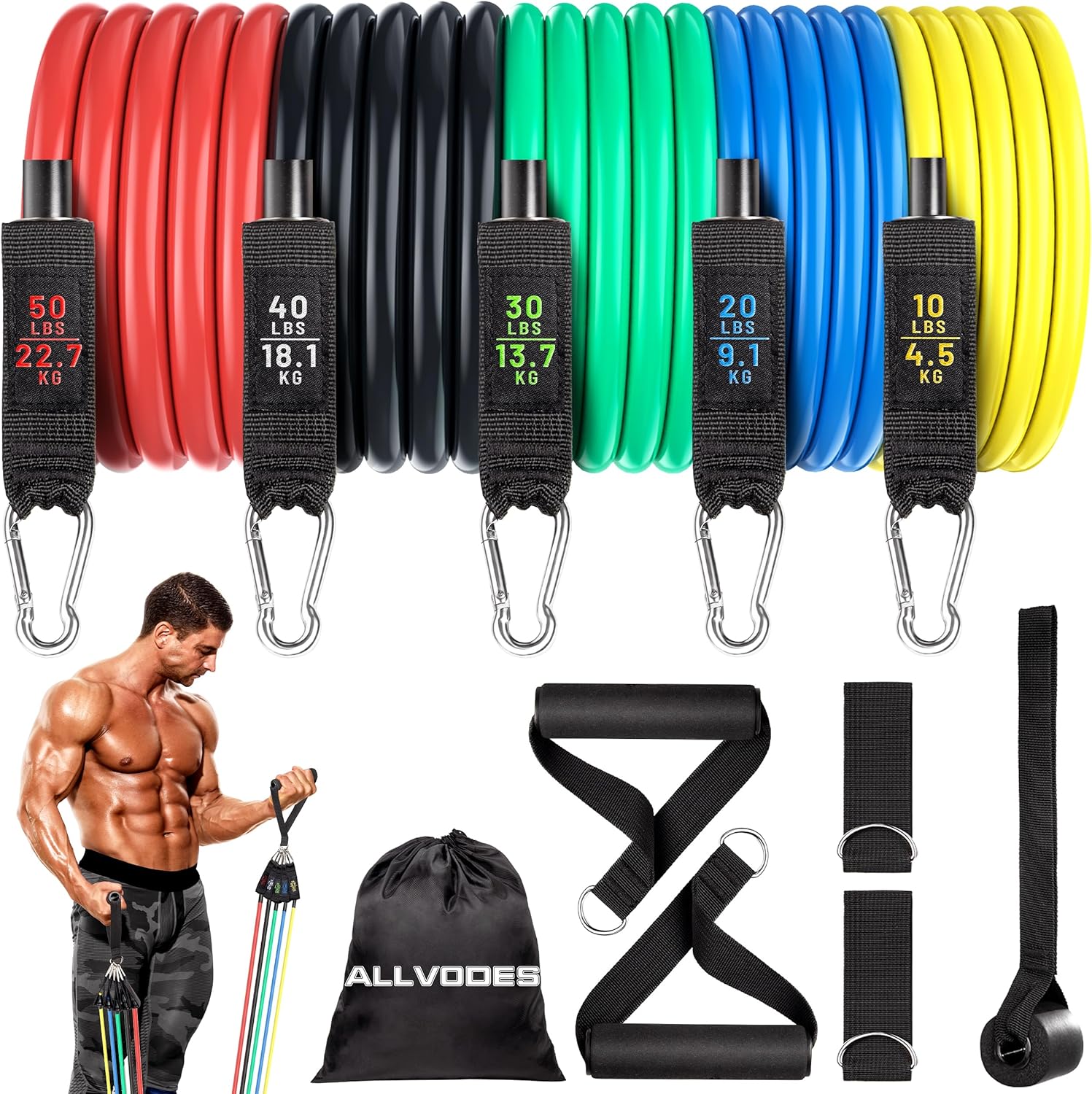 Resistance Bands, Resistance Band Set, Workout Bands, Exercise Bands for Men and...