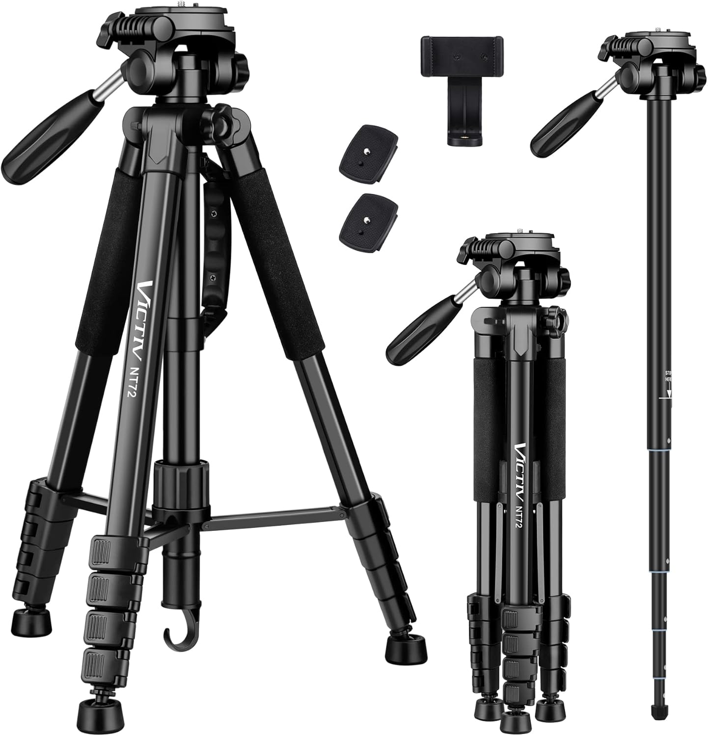 Victiv 72-inch Camera Tripod Aluminum Monopod T72 Max. Height 182cm- Lightweight...