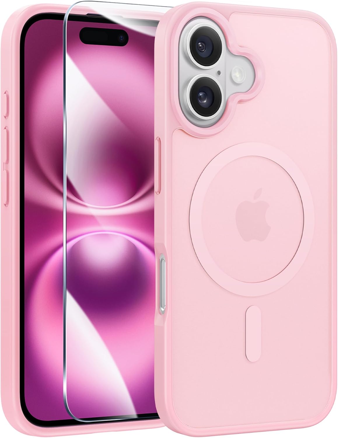 FNTCASE for iPhone 16 Phone Case: Magnetic Translucent Matte Shockproof Slim Cel...