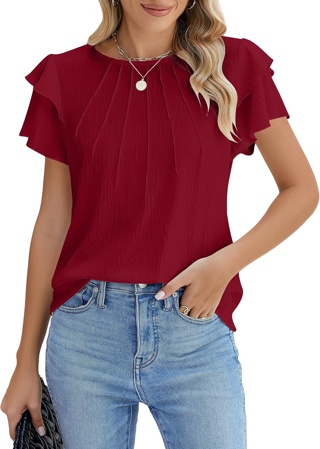 Blooming Jelly Women Dressy Casual Tops Business Work Blouses Summer Shirts Shor...