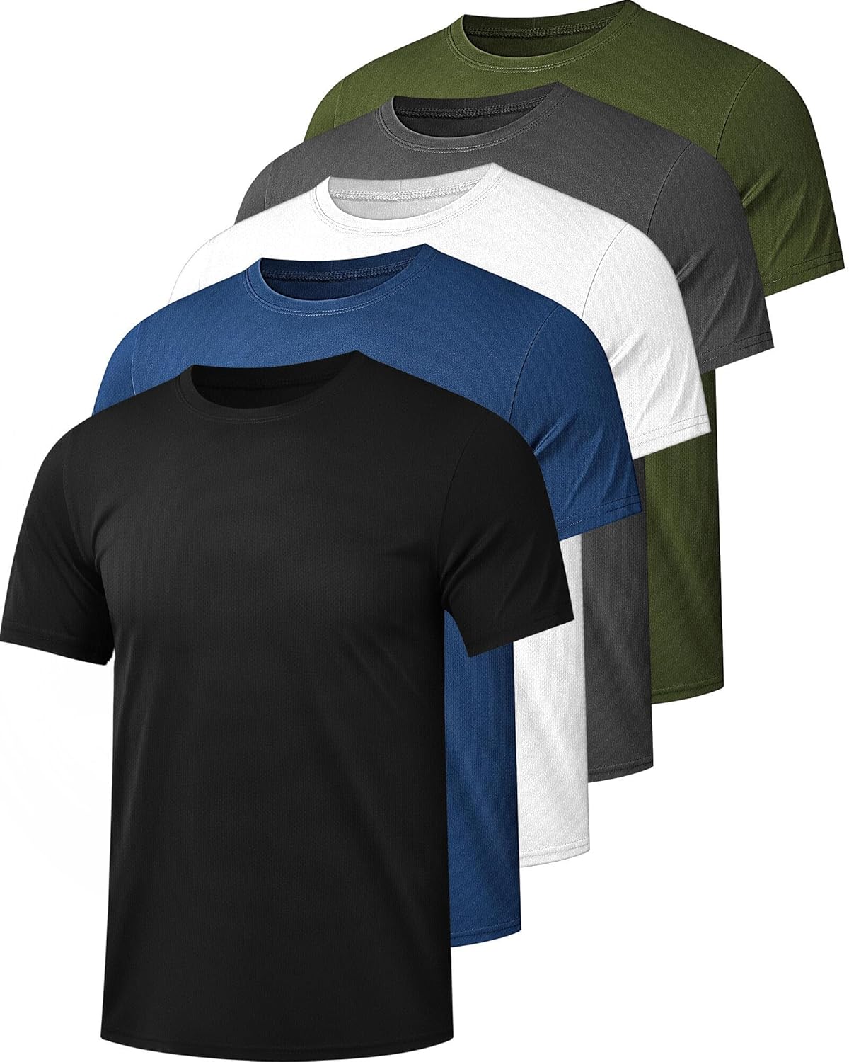 5 Pack Mesh Workout Shirts for Men Dry Fit Gym Shirts Quick Dry Athletic Short S...