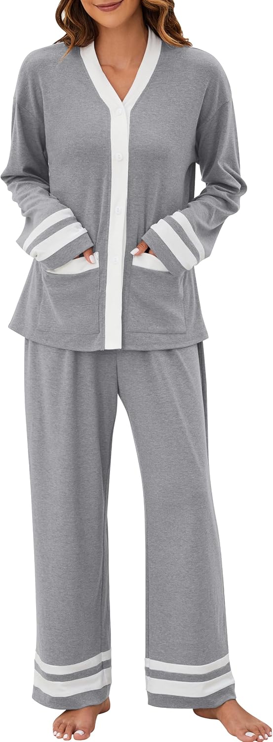 BMJL Womens Pajamas Set Two Piece Long Sleeve Button Down Nightgowns Pj Sets Fal...