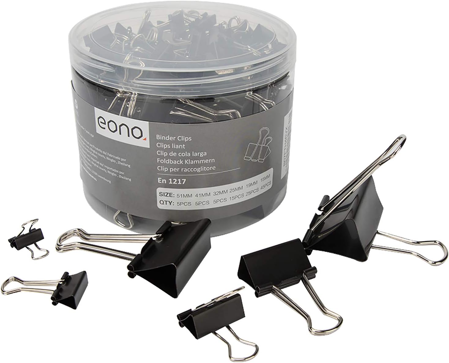 Eono Black Binder Clips, 100pcs Assorted Size Foldback Metal Binder Paper Clamps...