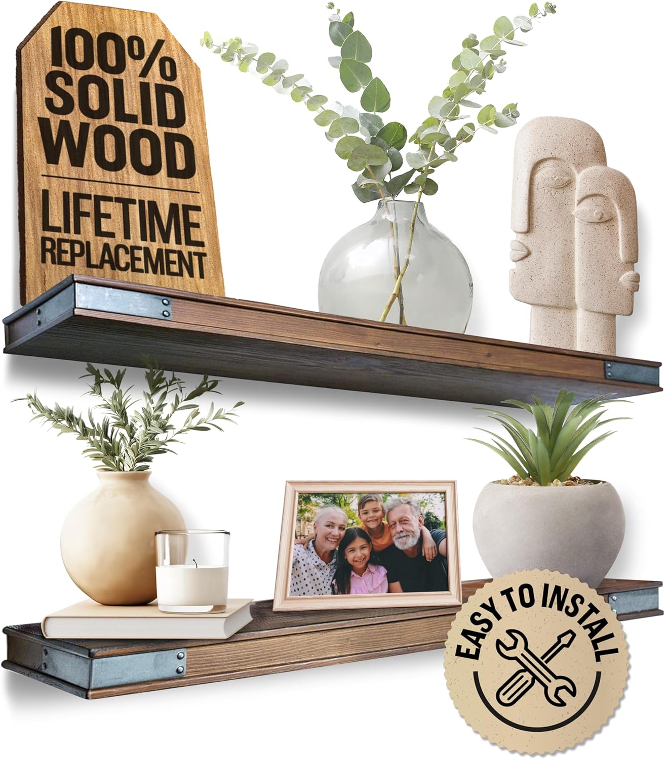 Willow & Grace's 36" Light Walnut Wall Shelf - Wall Shelves, Bathroom Shelves, B...