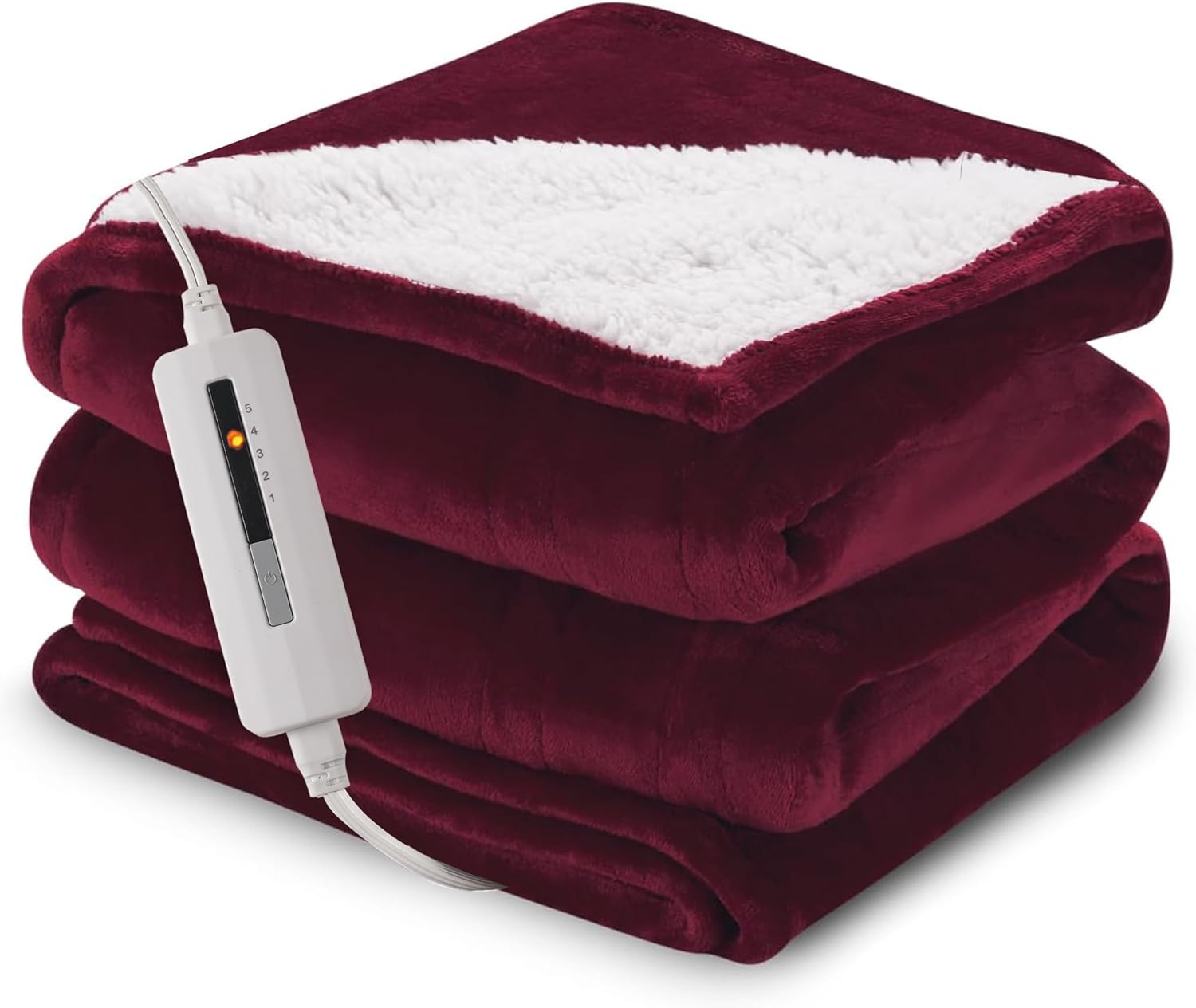 50"x60" Heated Electric Blanket Throw Thickened Flannel and Sherpa Heated Blanke...