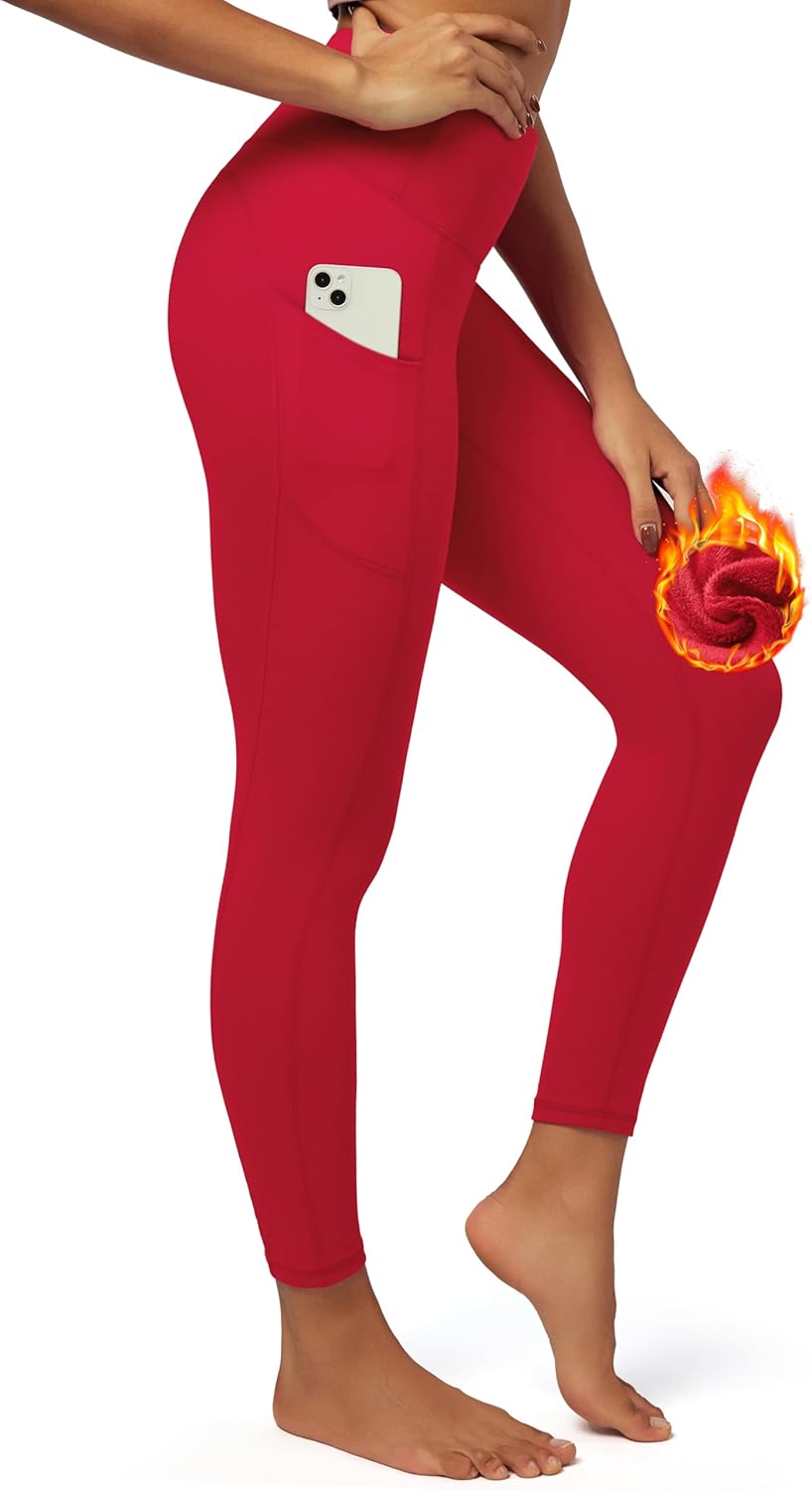 IUGA Fleece Lined Leggings with Pockets for Women Thermal Leggings for Women Hig...