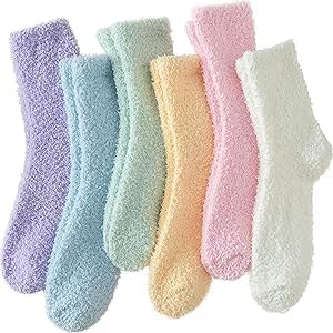 6 Pairs Fuzzy Socks For Women Soft Home Slipper Socks Fluffy Sleeping Socks don'...