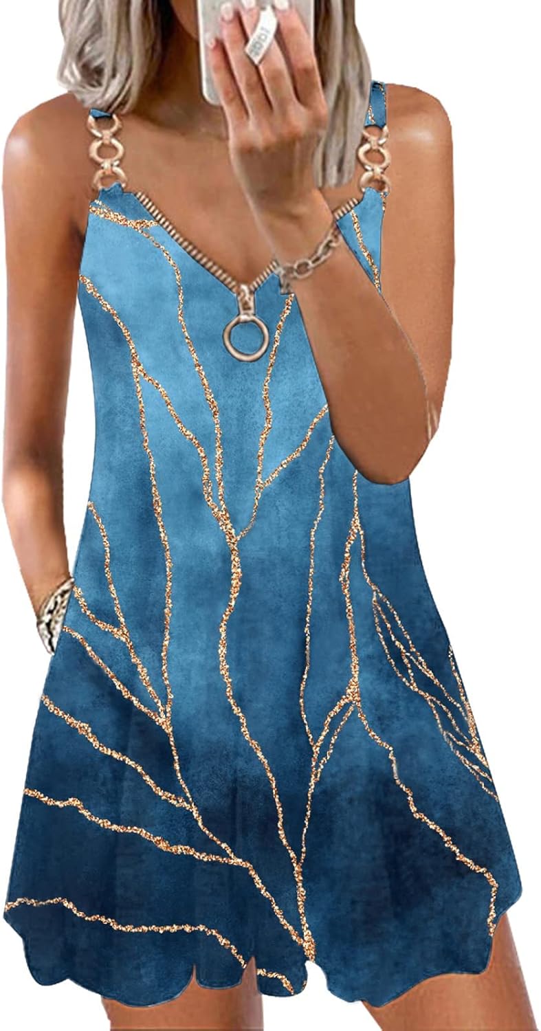 ETCYY Women's Summer Dresses 2025 Casual Sleeveless V Neck Loose Cover Up Beach...