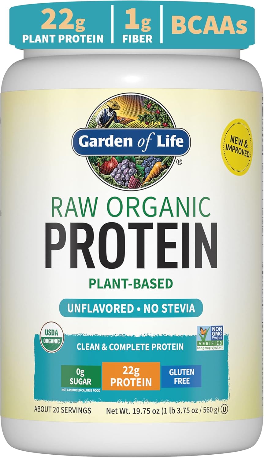 Organic Vegan Protein Powder, Unflavored Protein Powder, Garden of Life 22g Plan...