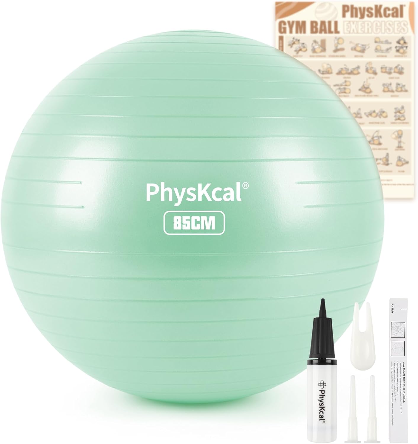 PhysKcal Gym Ball 55-85cm Exercise Swiss Ball for Fitness Yoga Pilates Pregnancy...