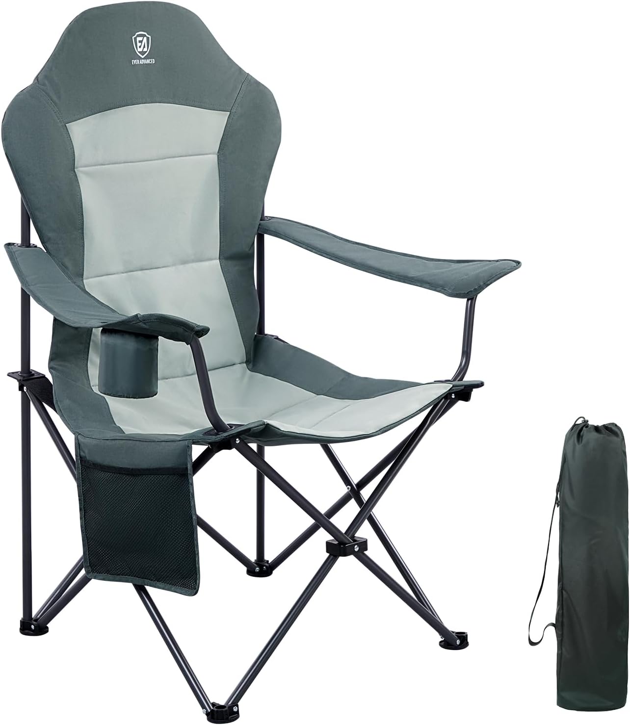 EVER ADVANCED Camping Chairs for Adults Heavy Duty Folding Chair Up to 160kg Ove...