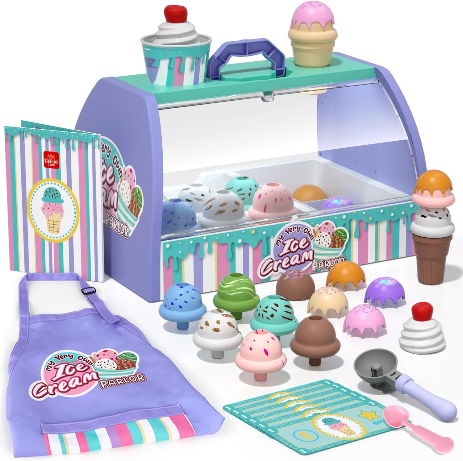 Lehoo Castle Ice Cream Toys for Kids, Ice Cream Shop, Play Food, Play Kitchen Ac...