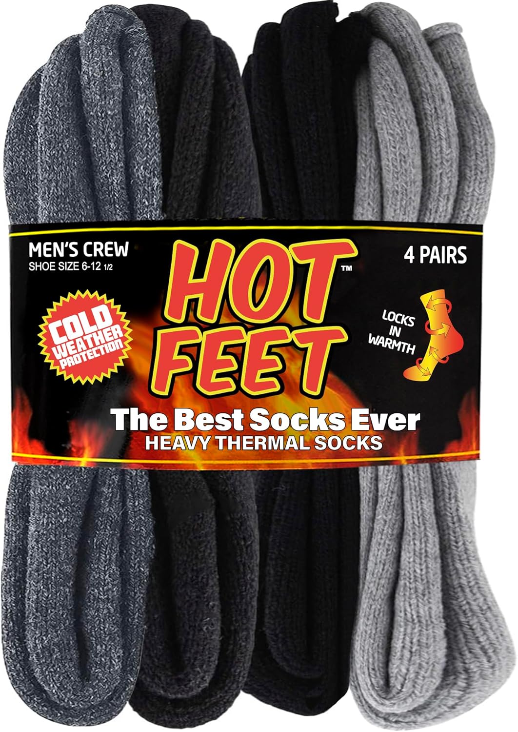 HOT FEET Thermal Socks for Men, Extreme Cold Weather, 2/4 Pack Thick Warm Socks...