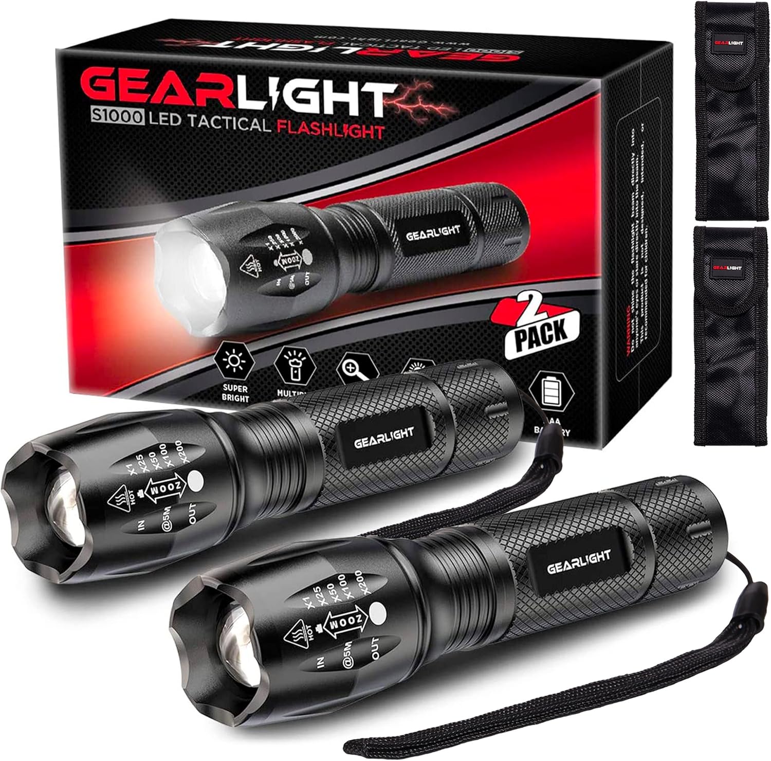 GearLight LED Flashlights - Mini Camping Flashlights with High Lumens, 5 Modes,...