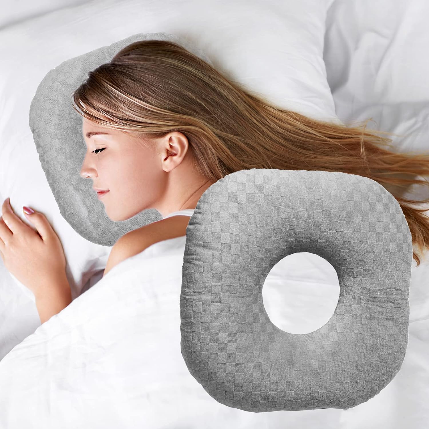 Ear Piercing Pillow for Side Sleepers with an Ear Hole for CNH and Ear Pain Ear...