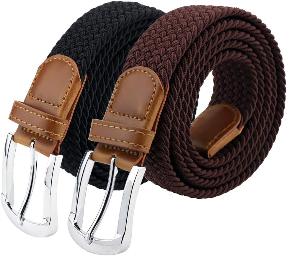 maikun Mens Belt, Elastic Belt for Men, Black Belt Buckle Stretch Woven Belt fit...
