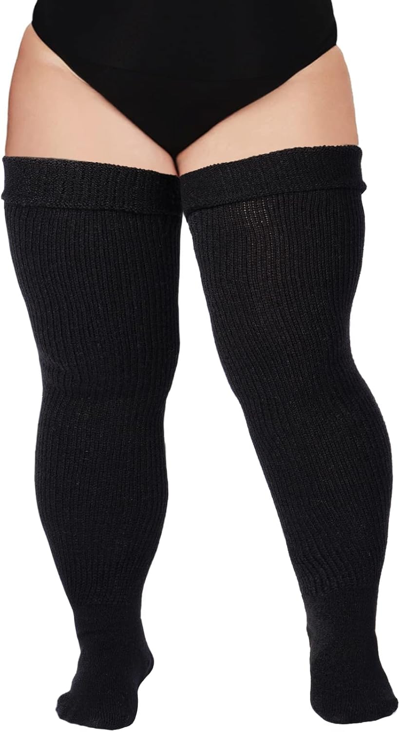 Plus Size Womens Thigh High Socks for Thick Thighs- Extra Long & Thick Over the...