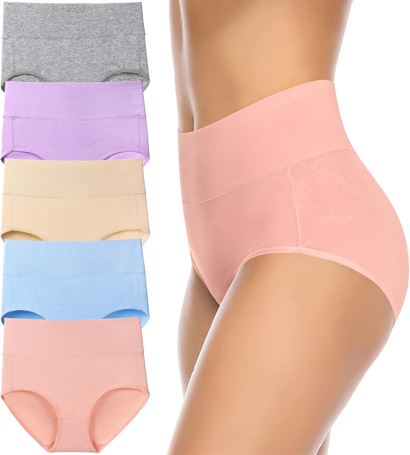 Annenmy Women's High Waist Cotton Underwear Soft Brief Panties Regular and Plus...