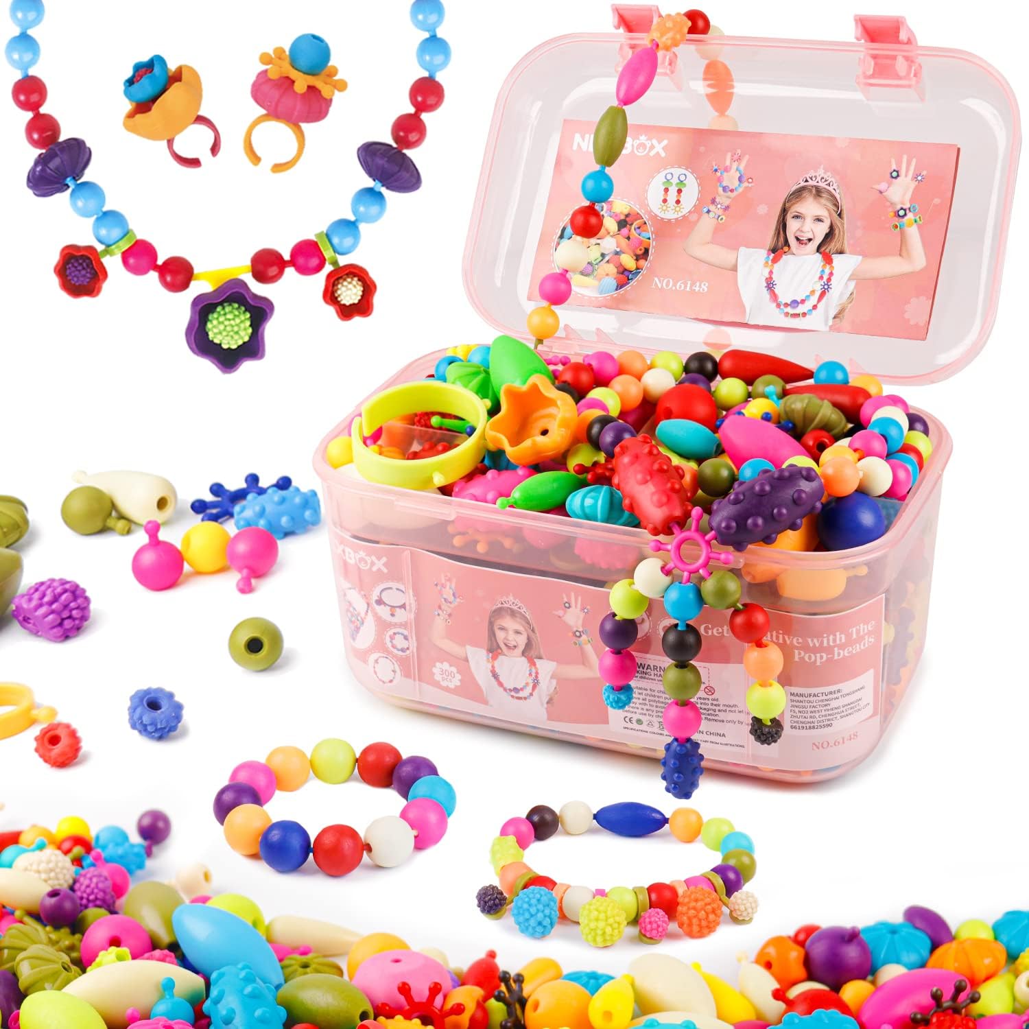NEXBOX Girls Crafts Jewelry Making Kit for Toddlers - Pop Beads Toys Sets for Li...