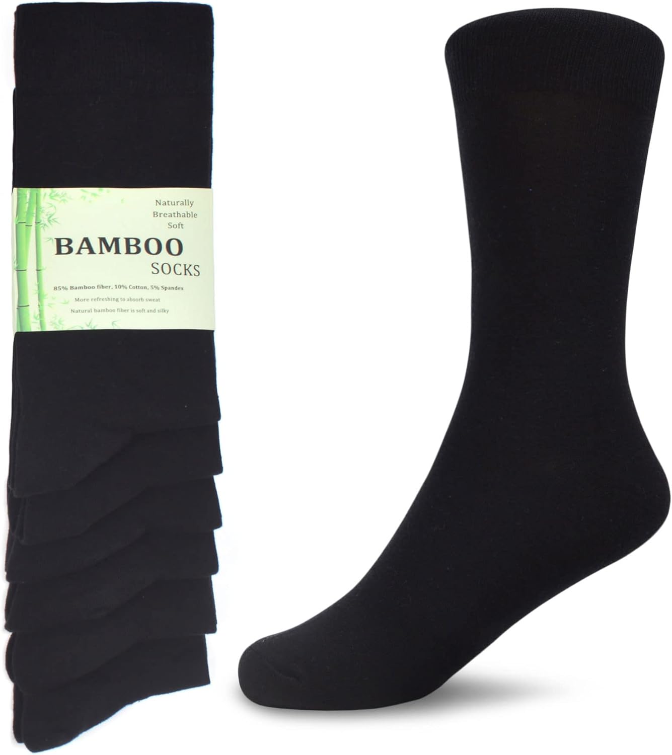 WeciBor Men's Bamboo Socks 6/12 Pack Breathable Soft Casual Seamless Socks 6-9 6...