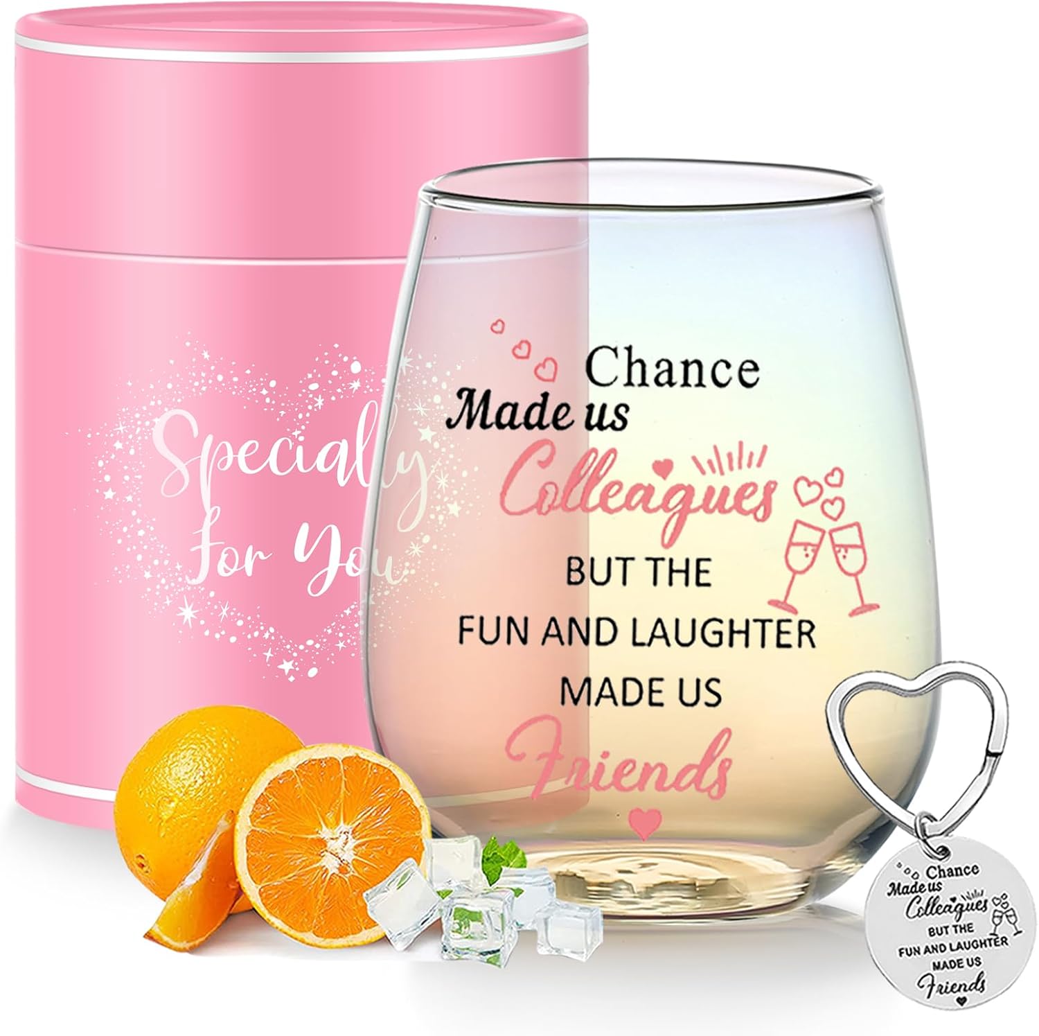 Colleagues Iridescent Stemless Wine Glass Chance Made Us Colleagues Leaving Gift...