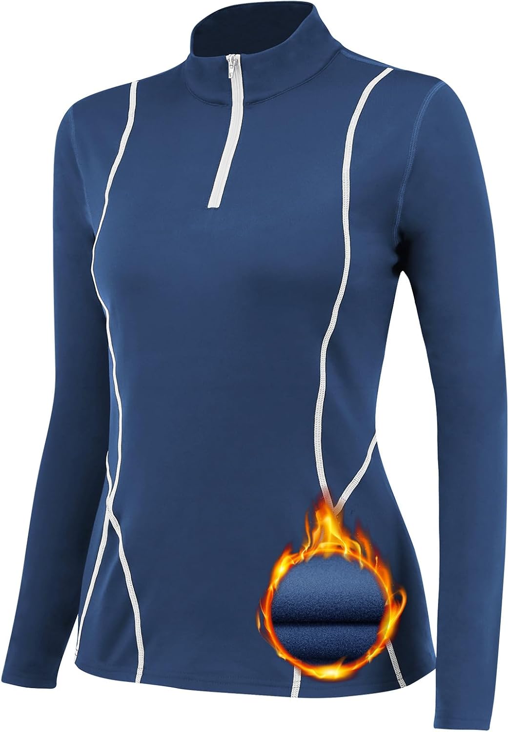 TERODACO Half Zip Thermal Base Layer Women Warm Wicking Ski Base Layers with Mic...