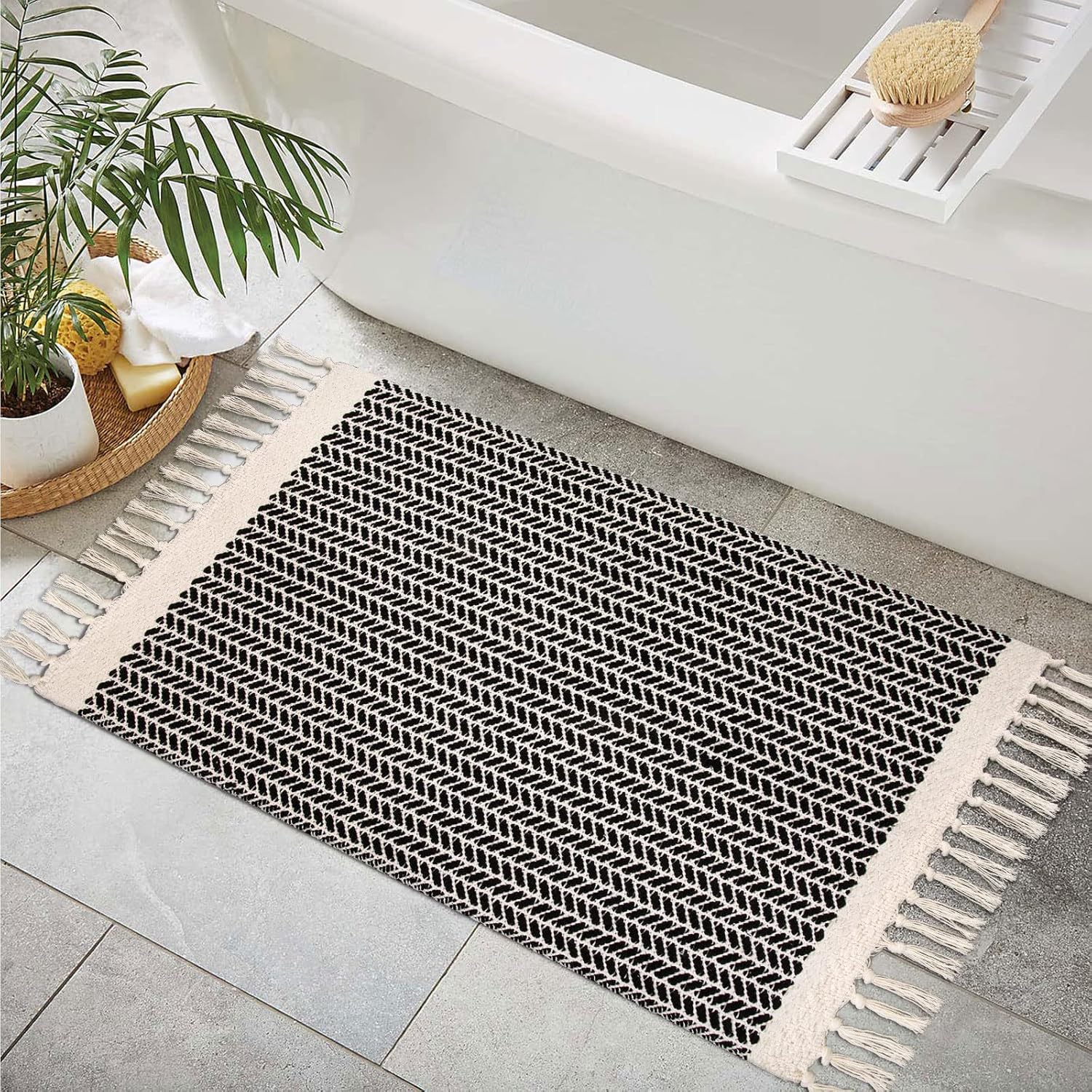 Lahome Boho Bathroom Rugs, Small 2x3 Front Door Mat Lightweight Kitchen Rug Wove...