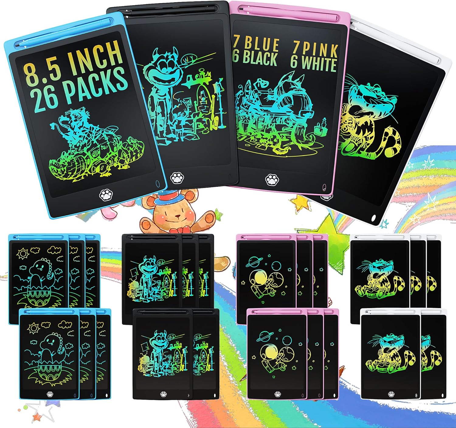 26 Packs LCD Writing Tablet, 8.5INCH Doodle Board for Kids, Erasable Kids Drawin...