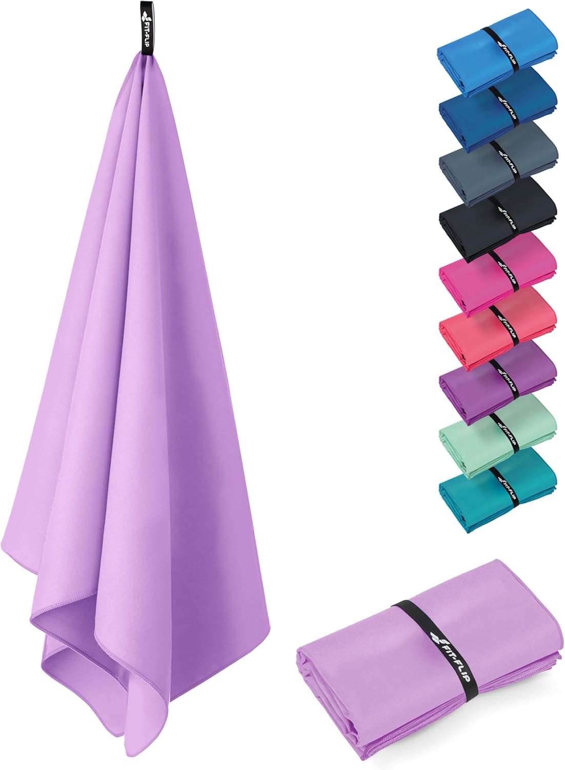 Fit-Flip Swimming towel - fast drying microfibre beach towel - ultra absorbent t...