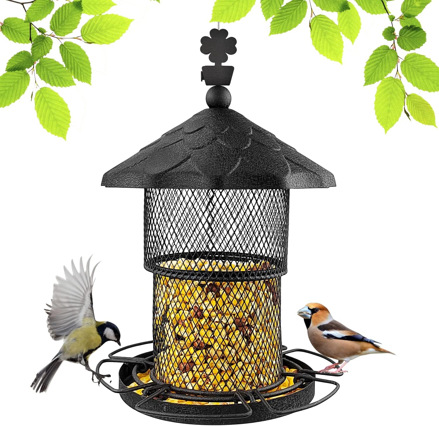 Urban Deco Metal Bird Feeders for Outside Wild Birds Ball Hummingbird Feeder, Sq...
