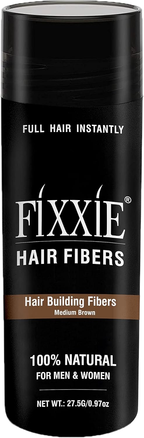 FIXXIE Hair Fibres MEDIUM BROWN for Thinning Hair 27.5g Bottle, Hair Fibre Conce...