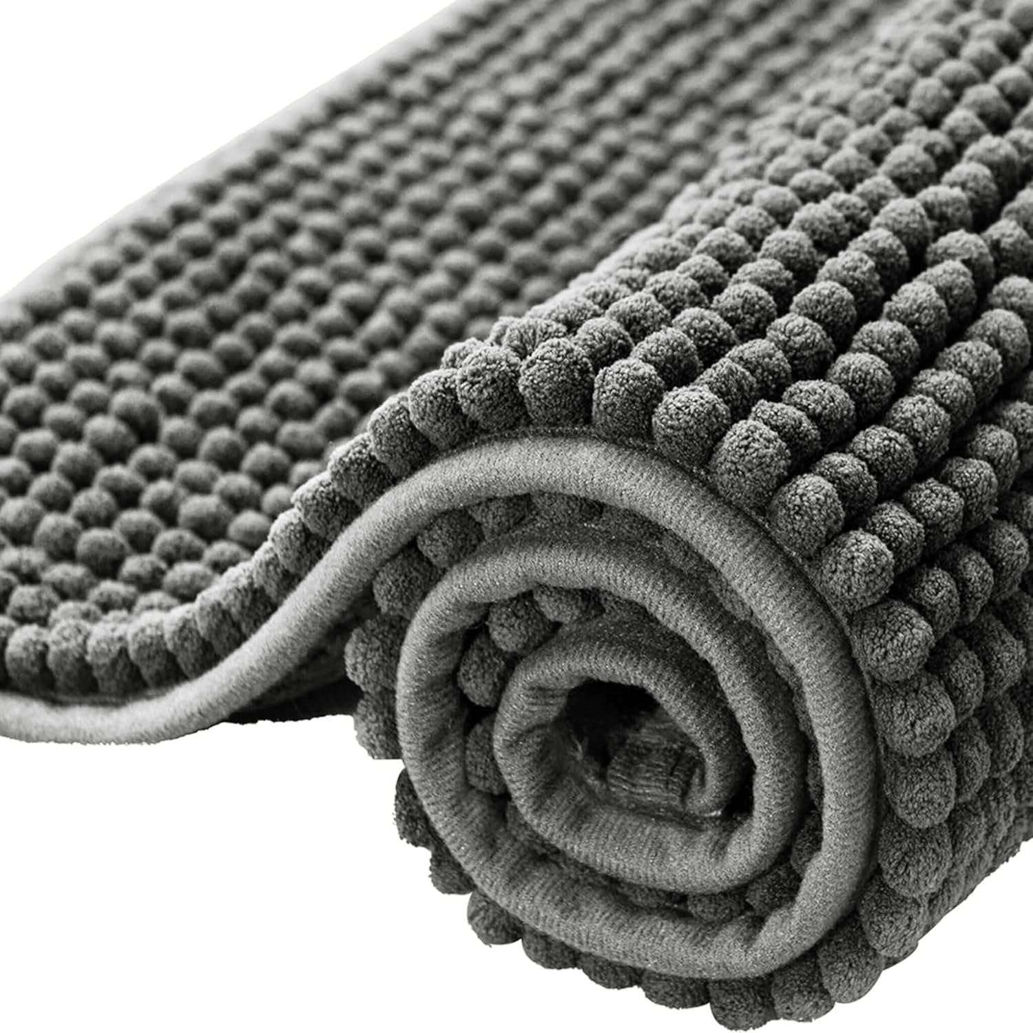 BedLooms Bath Mat Non Slip Anti Mould 40 x 60 cm – Grey Chenille Bathroom Mat Ex...