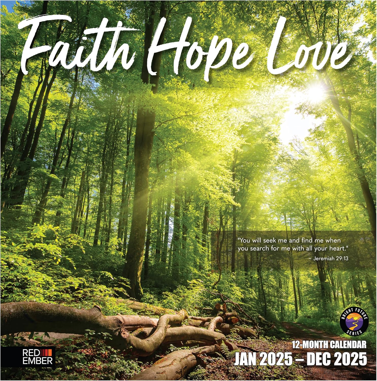 RED EMBER Faith Hope Love 2025 Wall Calendar 12 Month | 12" x 24" Open | Thick &...