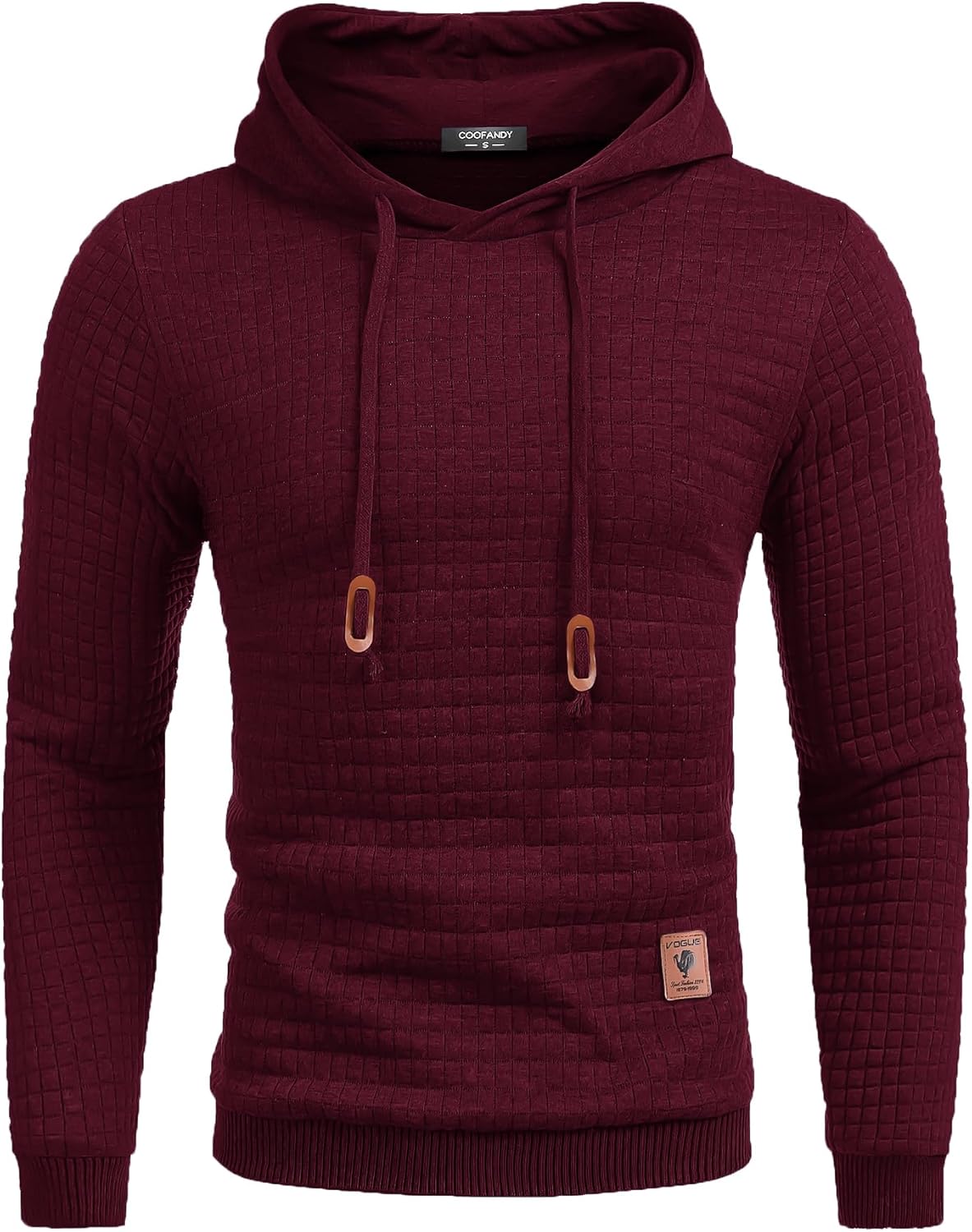 COOFANDY Mens Hooded Sweatshirt Casual Long Sleeve Drawstring Waffle Knit Pullov...
