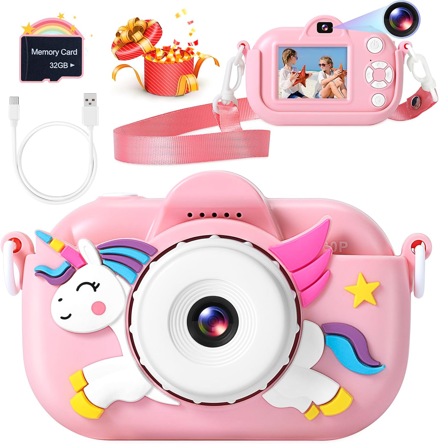 Kids Camera for Toddler Girls Boys Aged 3-9, YEEHAO 32MP Kids Toys Digital Camer...