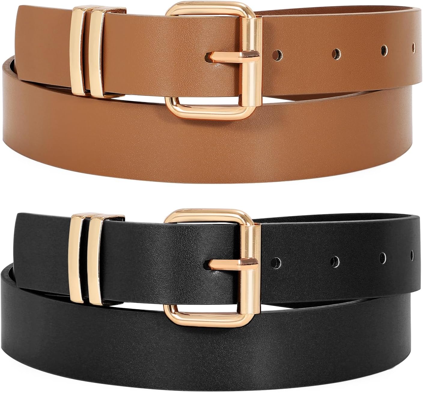JASGOOD 2 Pack Women Belts for Jeans Ladies Leather Waist Belt for Pants Dresses...