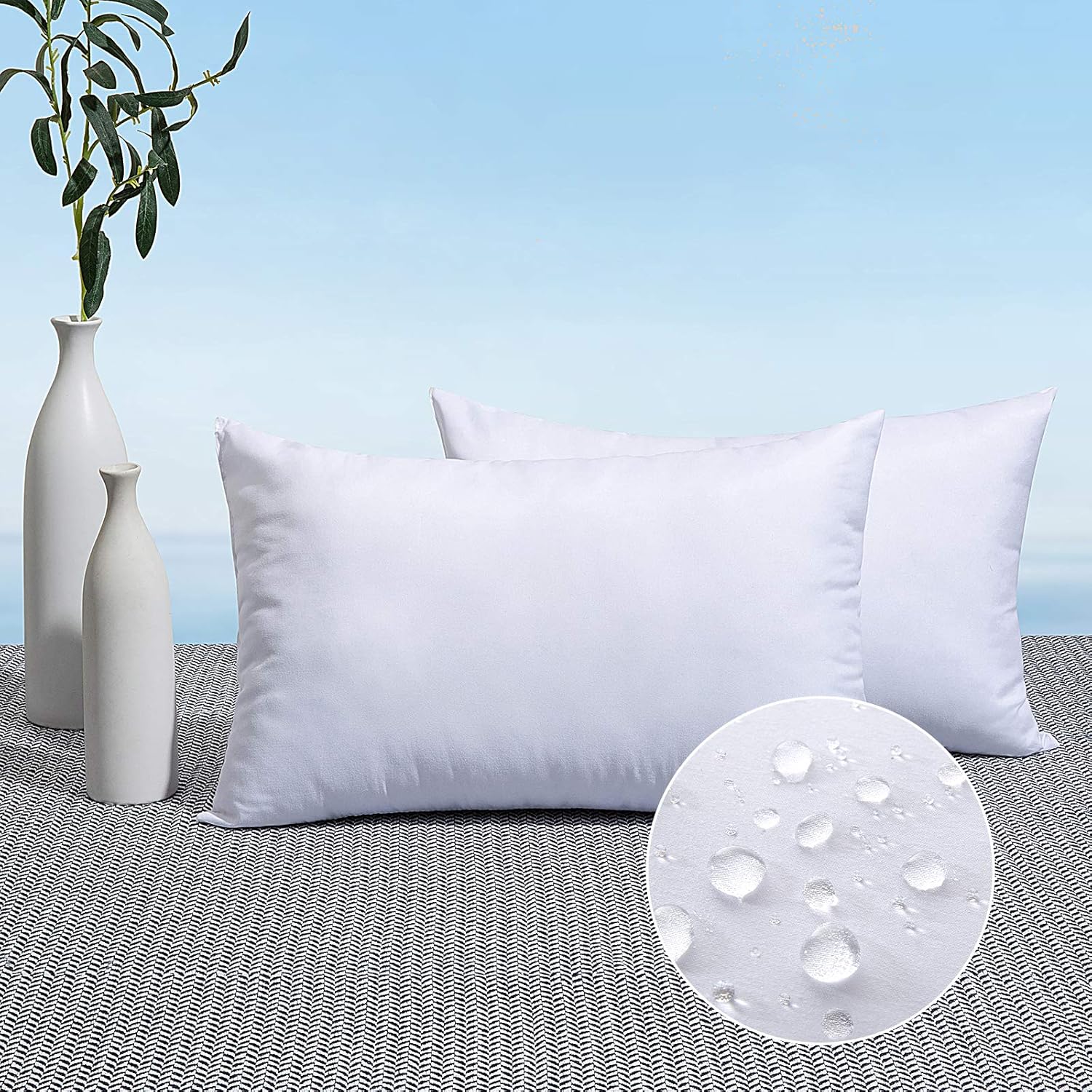 MIULEE Pack of 2 12x20 Outdoor Pillow Inserts, Out...