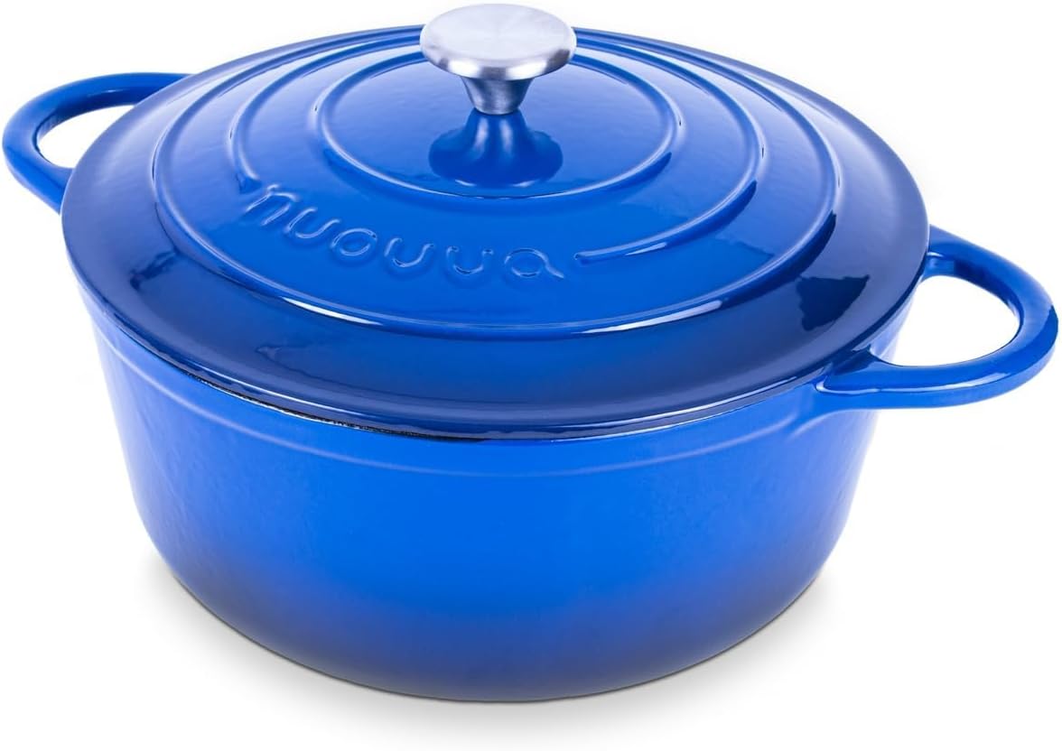 Cast Iron Dutch Oven with Lid – Non-Stick Ovenproof Enamelled Casserole Pot, Ove...