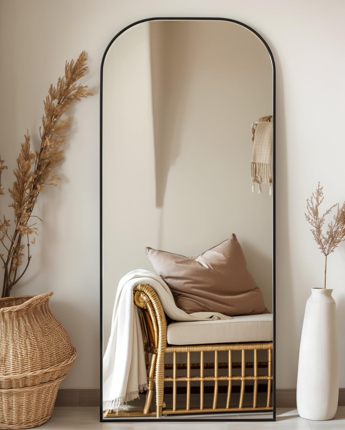 Antok Full Length Mirror, 71"x28" Floor Mirror Freestanding, Arched Floor Standi...