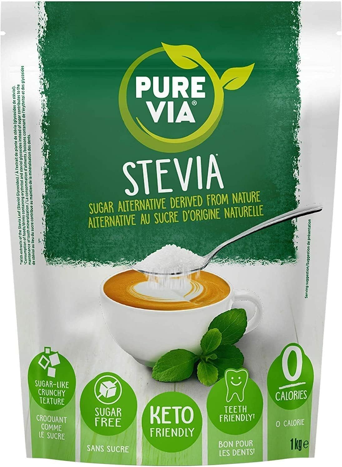 Pure Via Stevia Sugar Alternative 1kg - Gluten Free, Vegetarian and Vegan Friend...