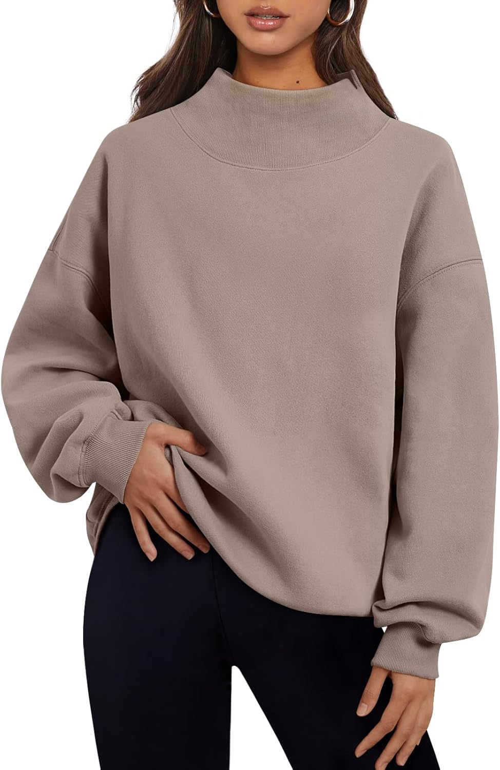 Trendy Queen Womens Oversized Sweatshirts Turtleneck Pullover Long Sleeve Hoodie...
