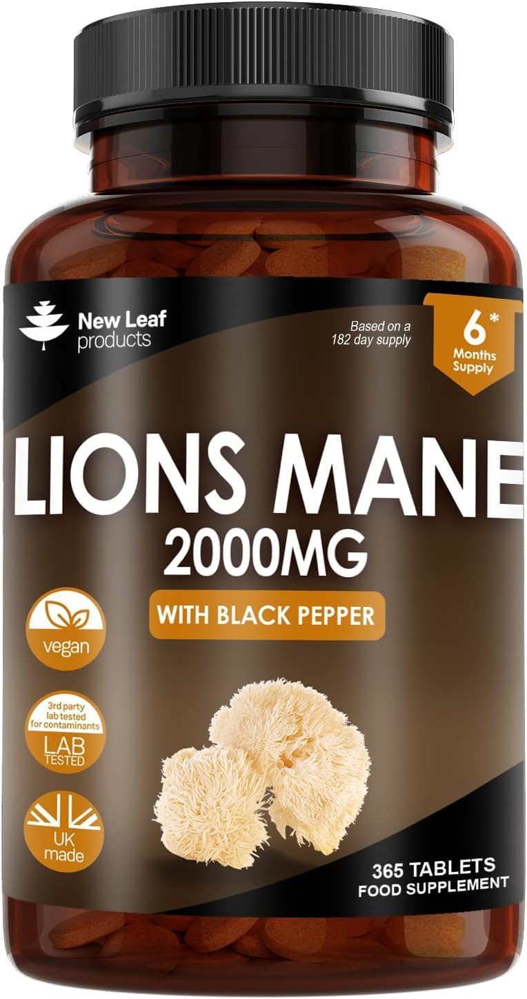 Lions Mane Mushroom 2000mg - 365 High Strength Vegan Tablets - Lion's Mane Suppl...