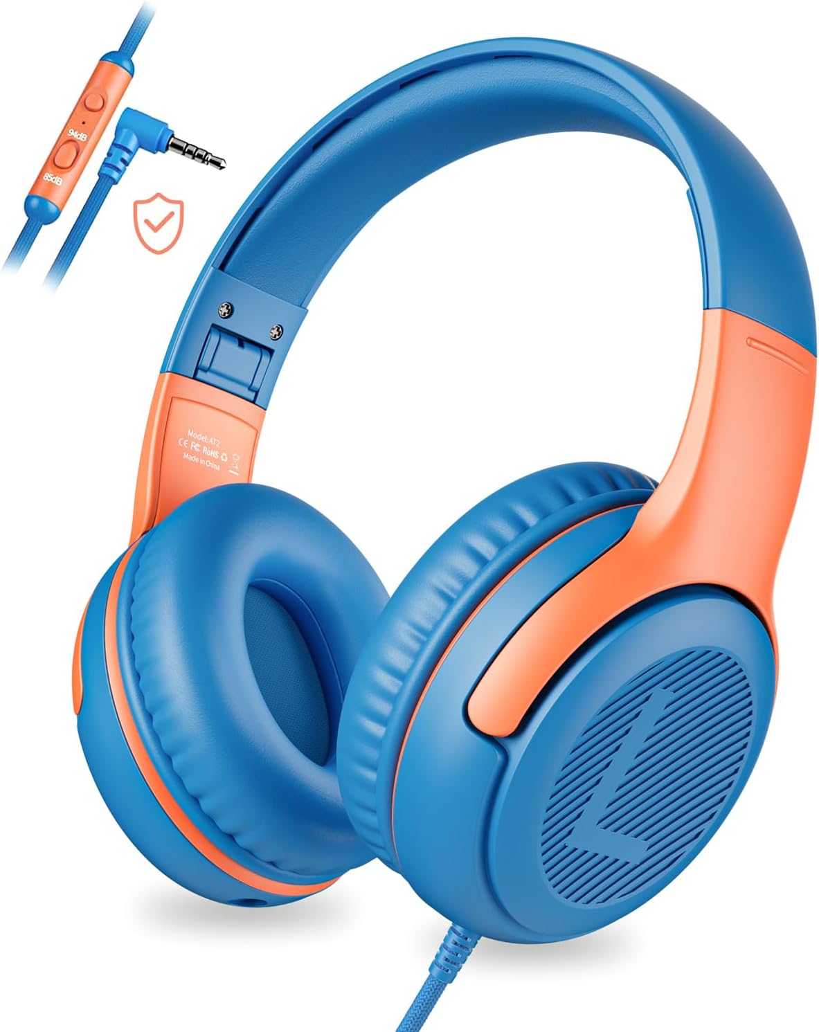 Kids Headphones Wired Toddler Headphones with Microphone, Over-Ear Headphones, 8...