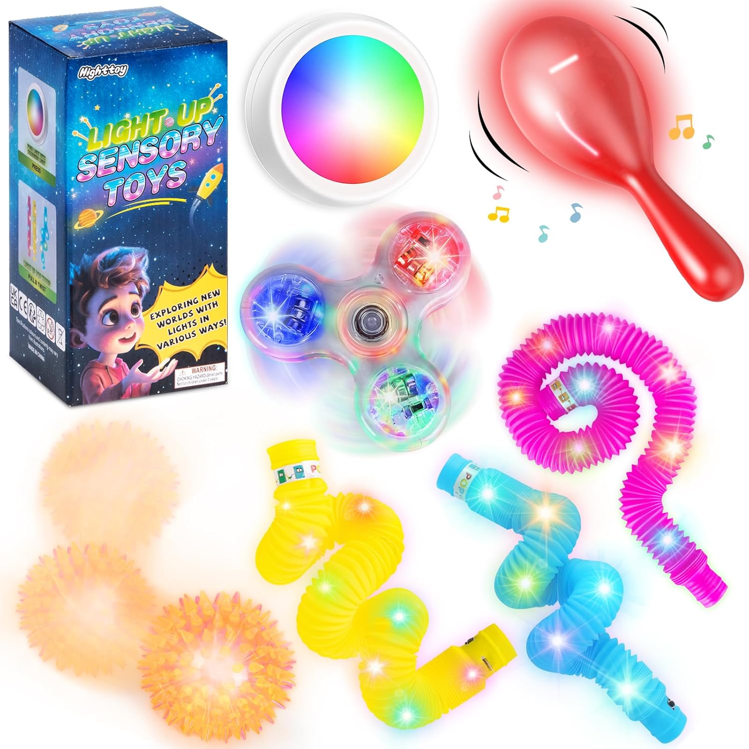 Highttoy Light Up Sensory Toys, Sensory Toys for Autism, 7PCS Light Up Toys, Sen...