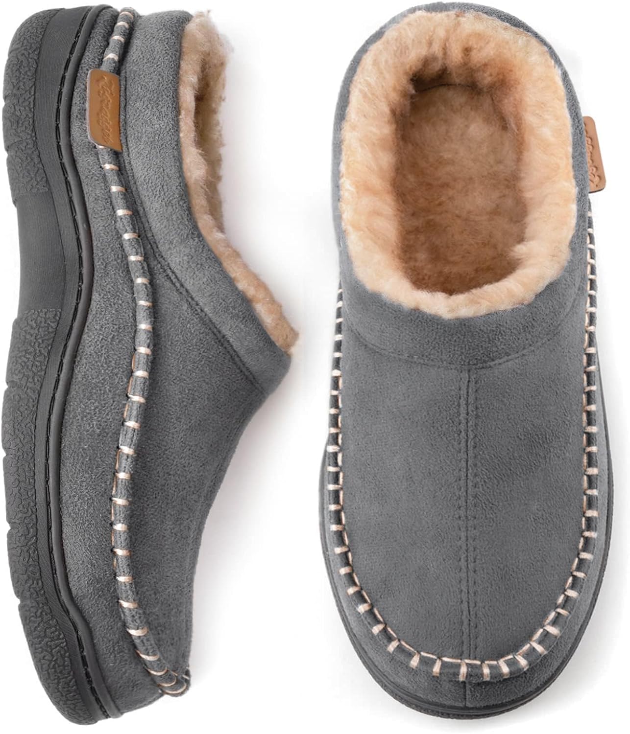 Zigzagger Men's Fuzzy Moccasin Slippers Indoor/Outdoor Fluffy House Shoes 10/11...