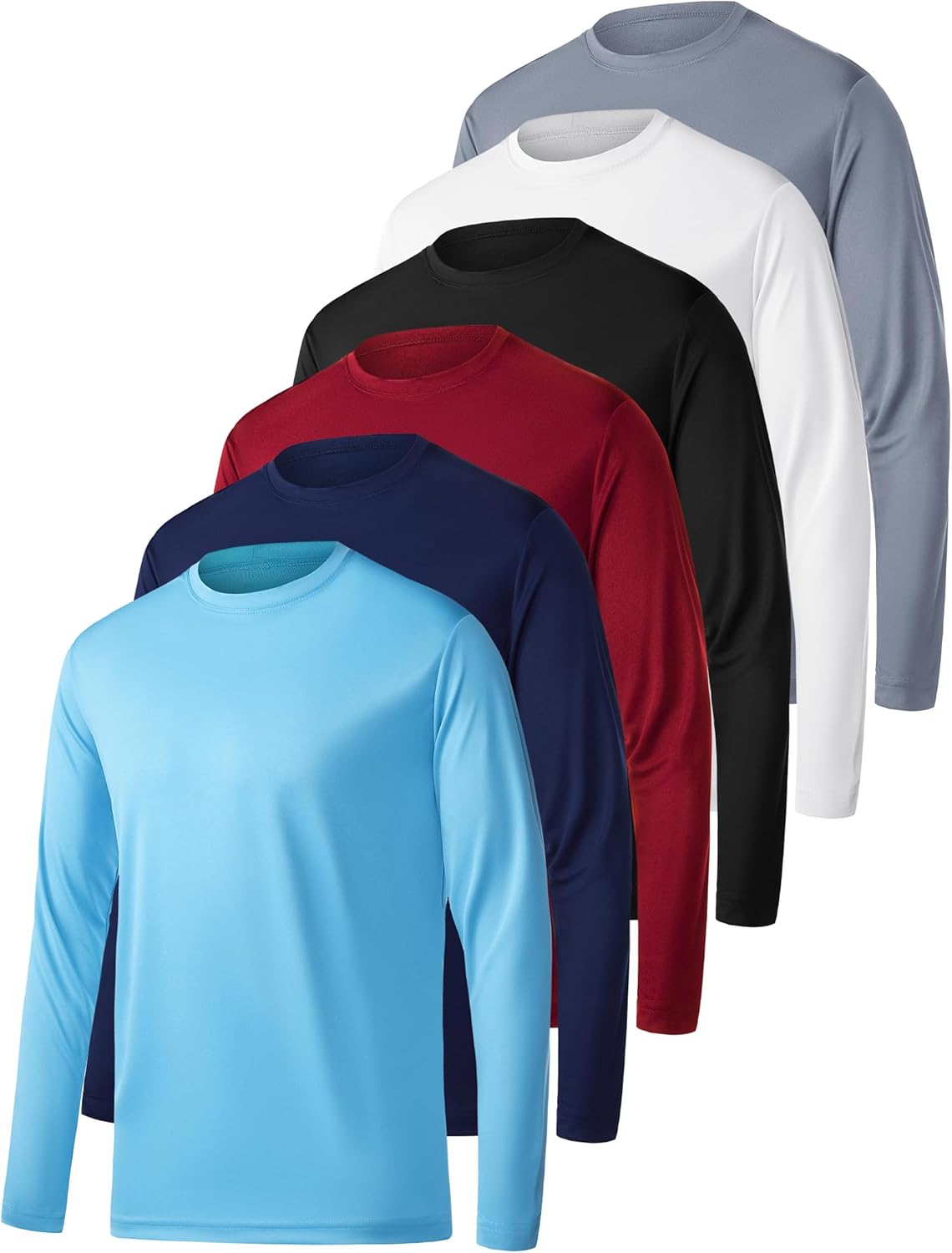 OYGSieg 6 Pack Long Sleeve Shirts for Men Moisture Wicking UPF SPF Sun Protectio...