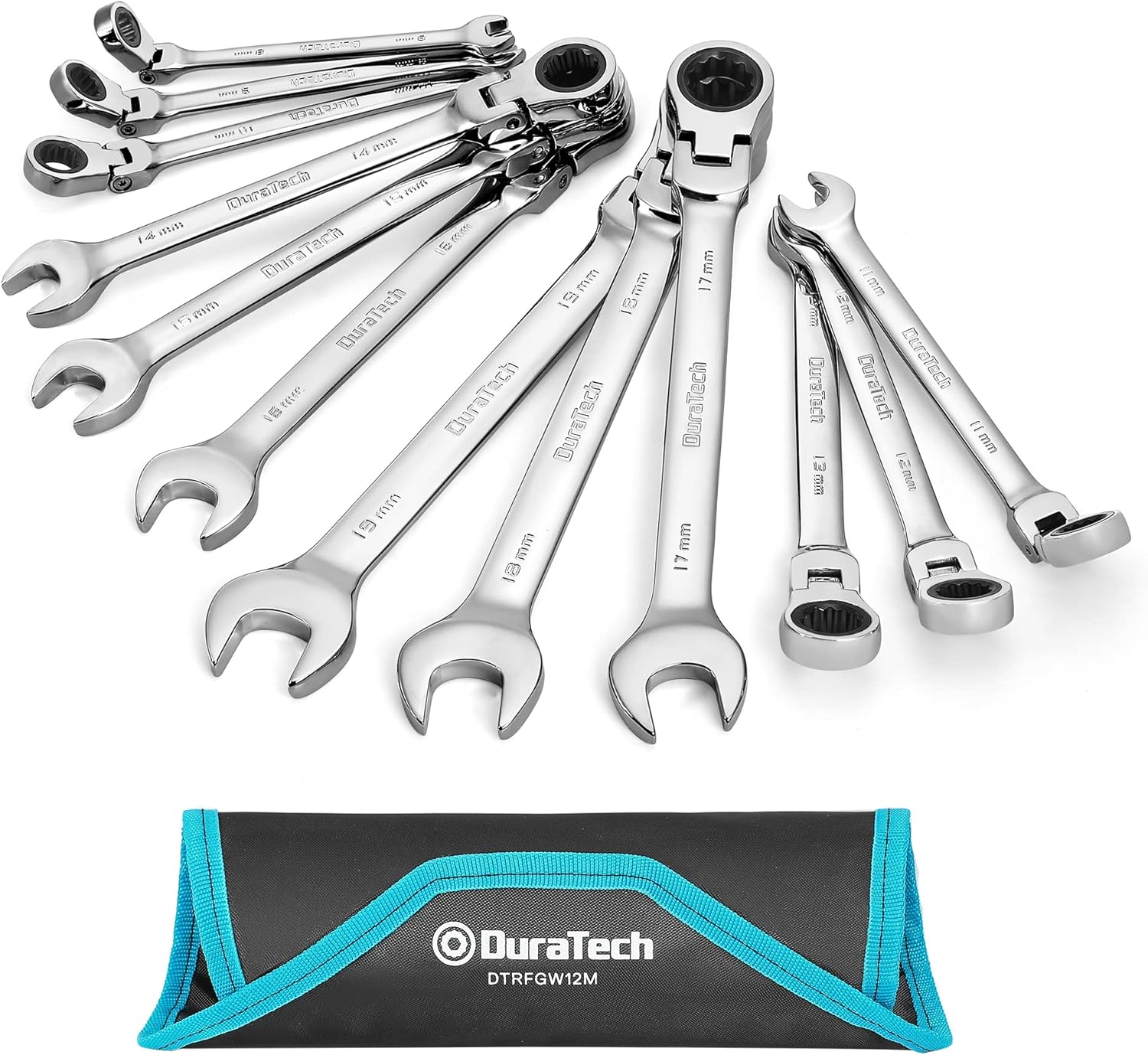 DURATECH Flex-Head Ratchet Spanner Set, 12-Piece Combination Wrench Set with 72...