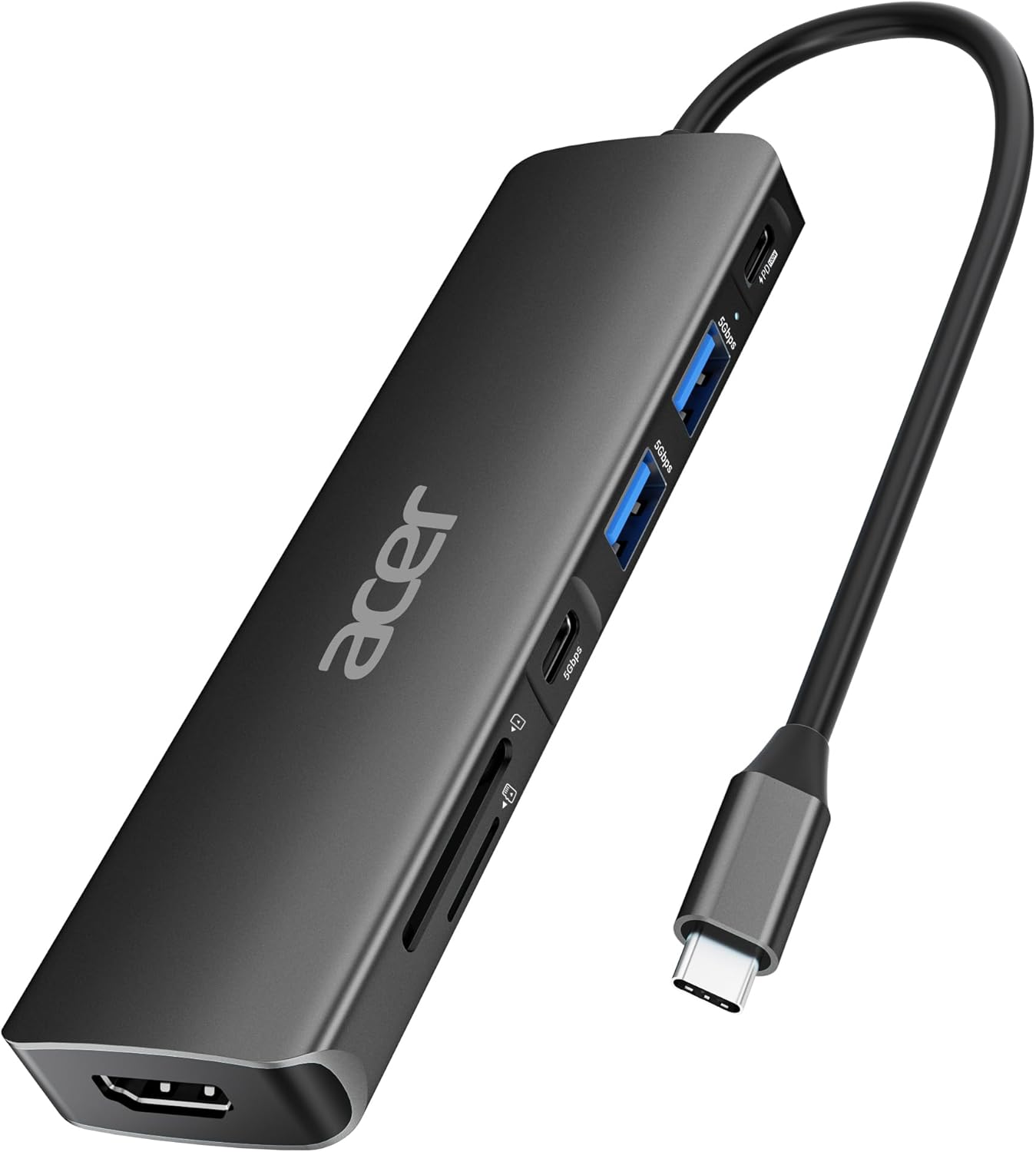 Acer USB C Hub, 7 in 1 USB C to HDMI Dock, 2 USB 3.1 GEN1 and 5Gbps Type-C Data...